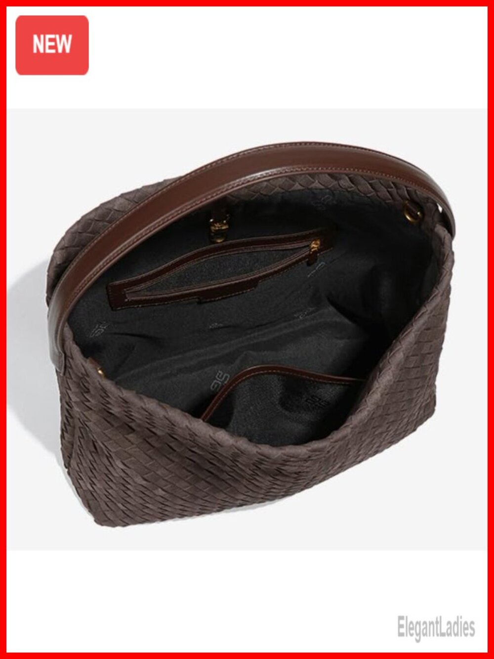 Faux Suede Woven Hobo Bag Shoulder Tote Satchel - Picture 5 of 5